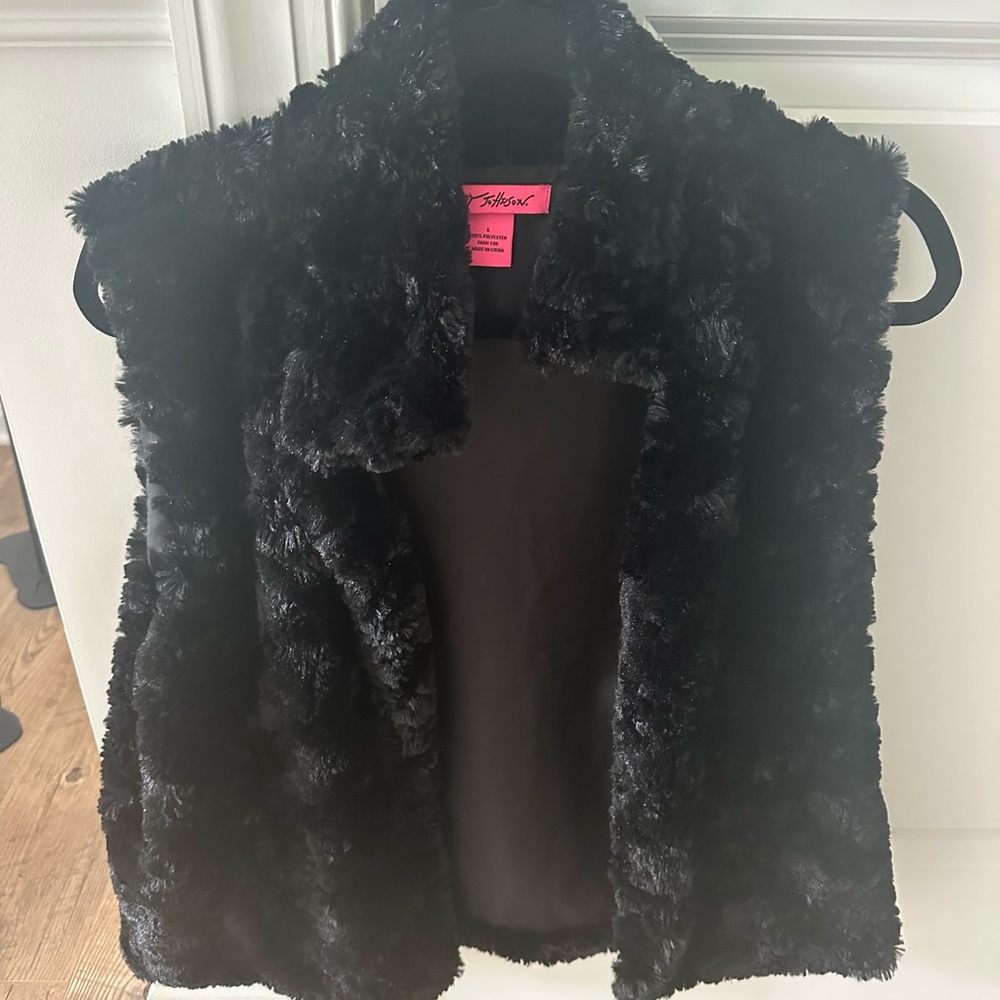 Betsey Johnson Black Teddy Jacket Plush Faux Fur